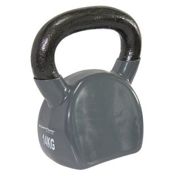 Kettlebell litinový ve vinylu TUNTURI 14 kg šedý