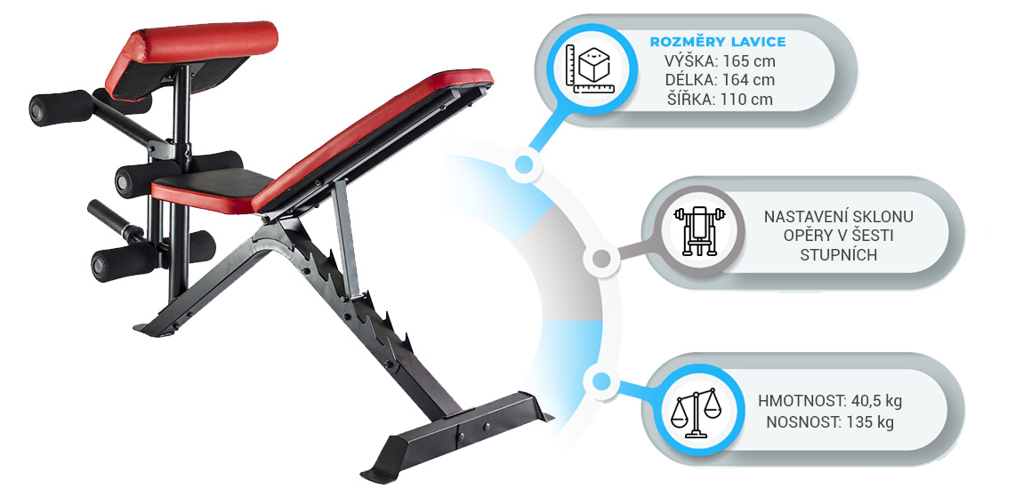 Parametry posilovací lavice se stojanem HMS LS 3859