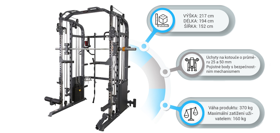 Parametry posilovací věže Cyklop 2 Multipress HMS