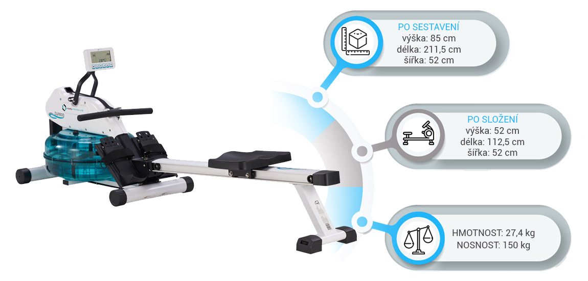 Parametry veslařského trenažéru HMS PREMIUM ZW1600